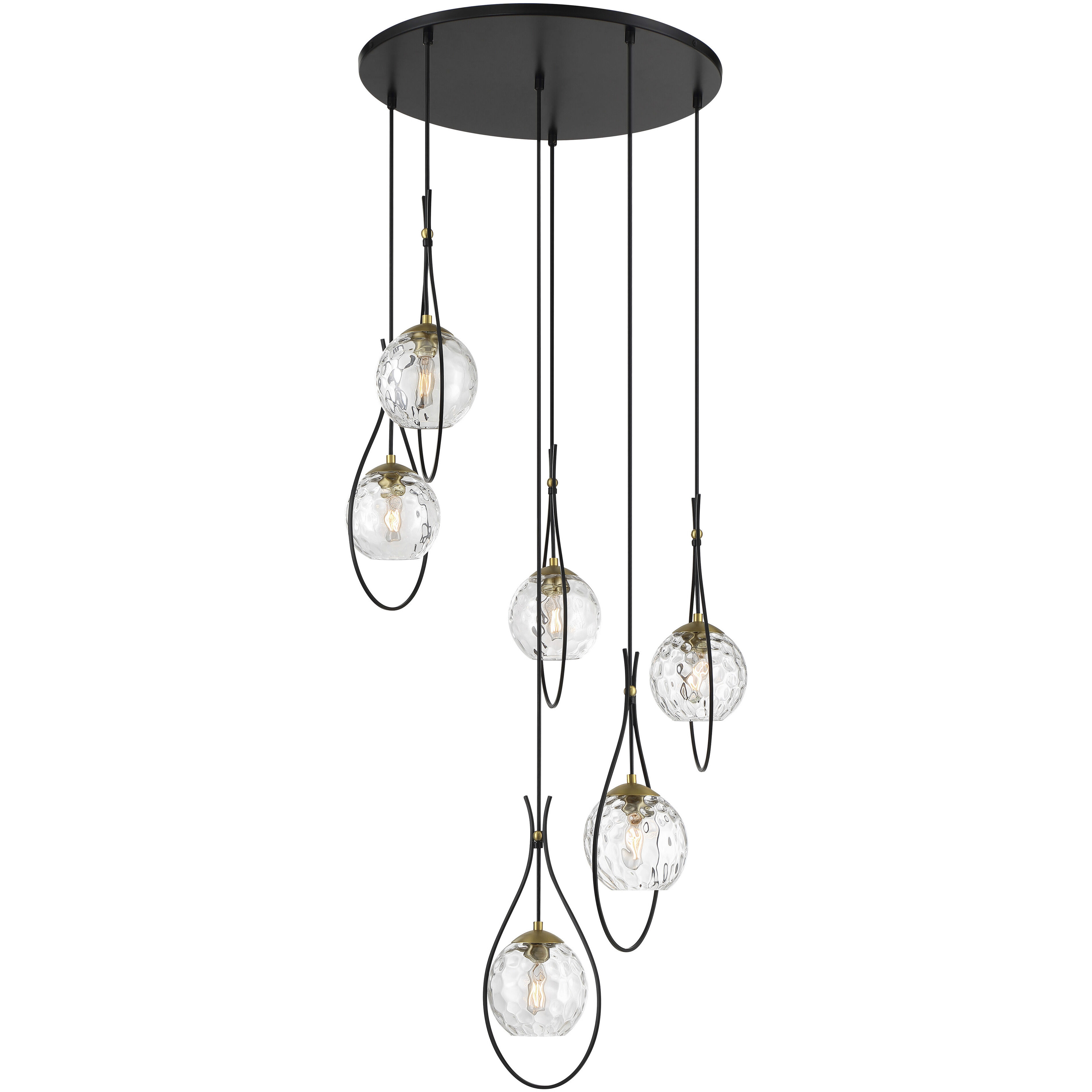 Cody 6 Light Coal/Soft Brass Pan Pendant Ceiling Light